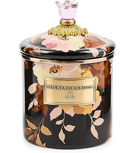 MACKENZIE-CHILDS キッチン保存容器 蓋付き Amazon.com: MACKENZIE-CHILDS Small Enamel Canister, Kitchen